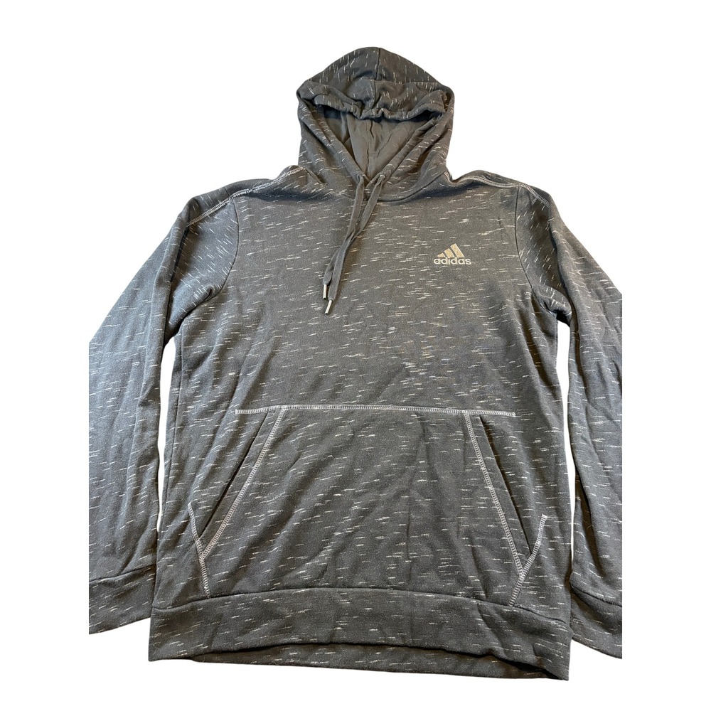 Adidas Mens Essentials Space Dye Hoodie Gray Pullover Sweatshirt
